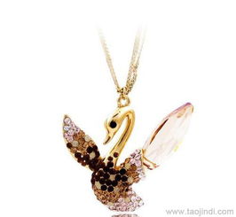 精品水晶香檳色滿鉆小天鵝毛衣鏈 價(jià)格、廠家、圖片與工藝禮品解析